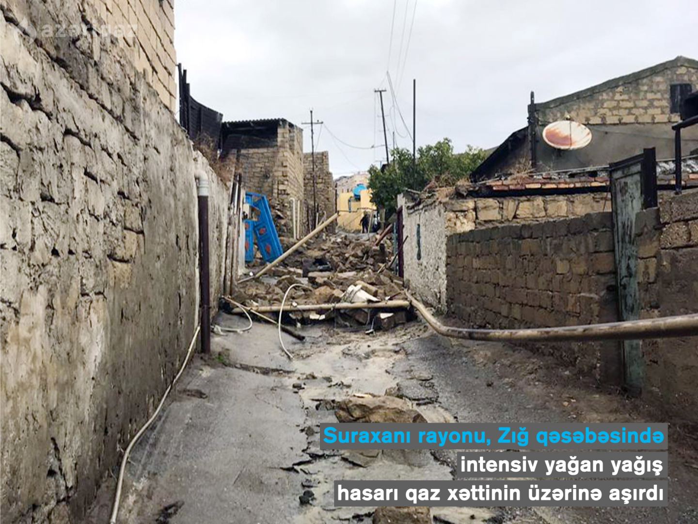 Suraxanıda hasar aşdı, qaz xətti zədələndi (FOTO) - Gallery Image