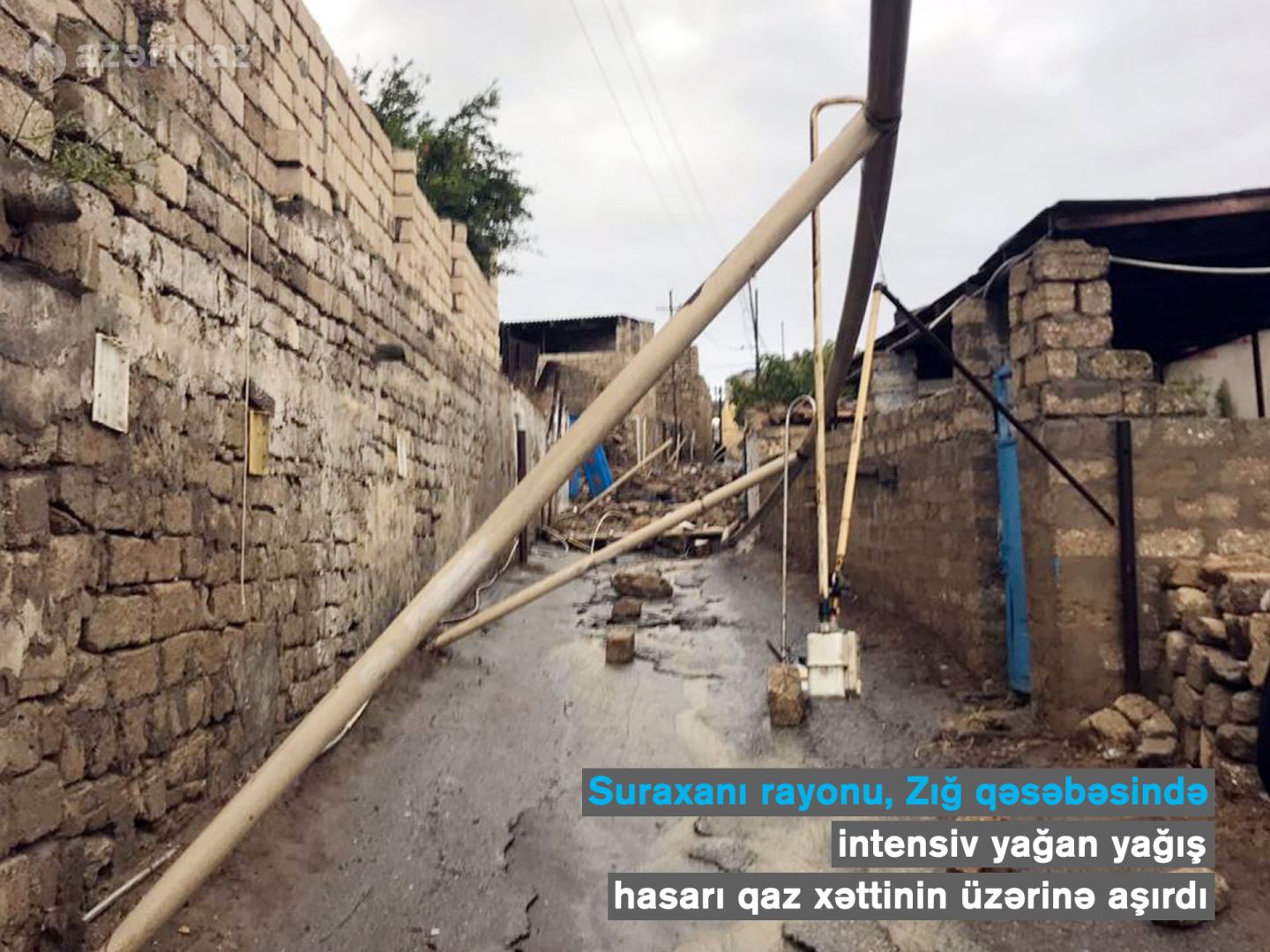 Suraxanıda hasar aşdı, qaz xətti zədələndi (FOTO) - Gallery Image