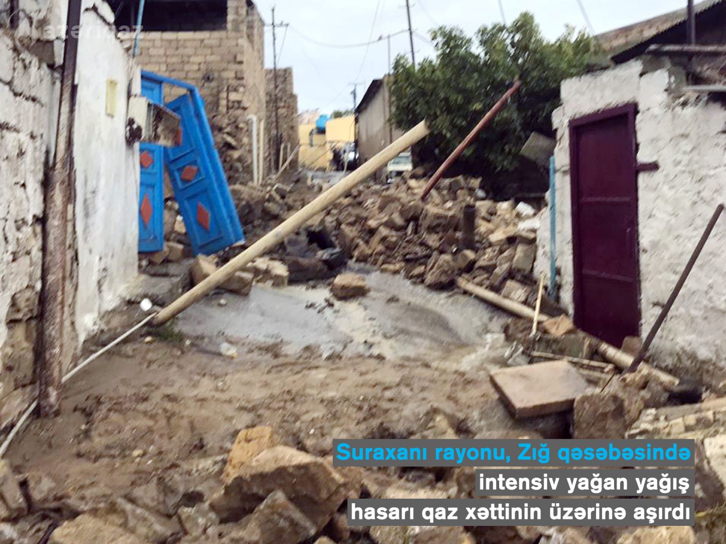 Suraxanıda hasar aşdı, qaz xətti zədələndi (FOTO) - Gallery Image