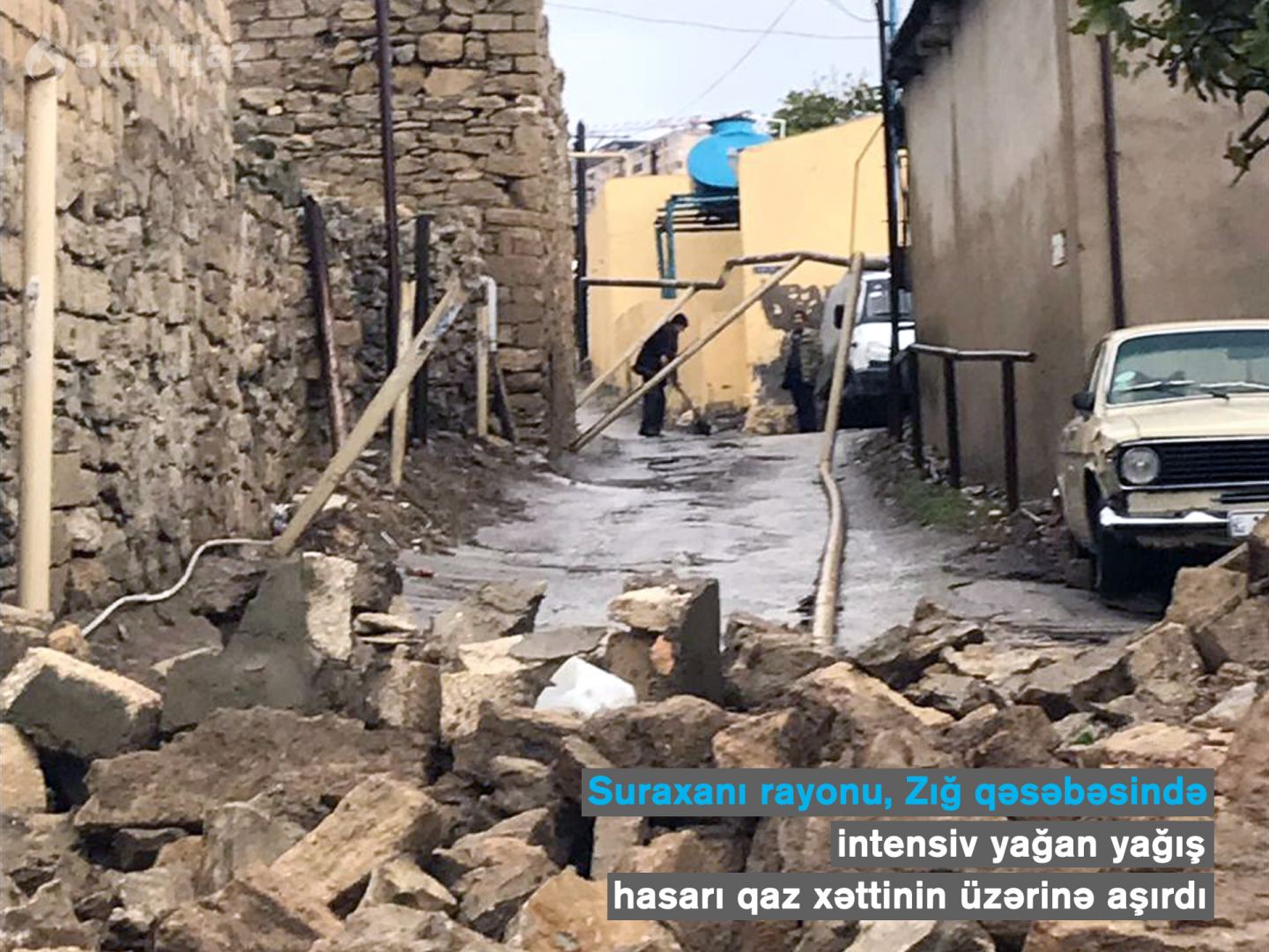 Suraxanıda hasar aşdı, qaz xətti zədələndi (FOTO) - Gallery Image