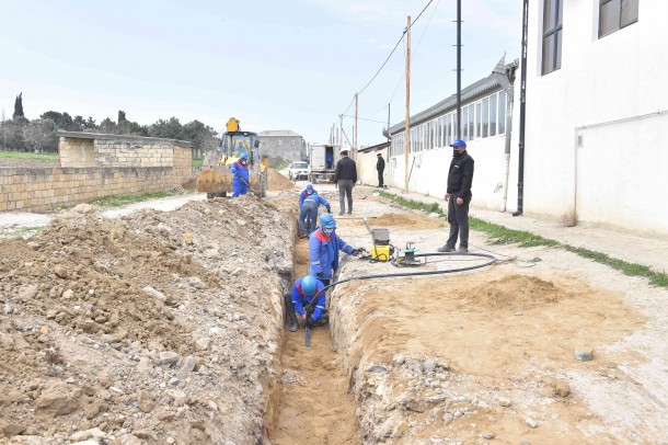 Abşeron rayonunun Aşağı Güzdək qəsəbəsinin su təchizatı yaxşılaşdırılır- FOTOLAR