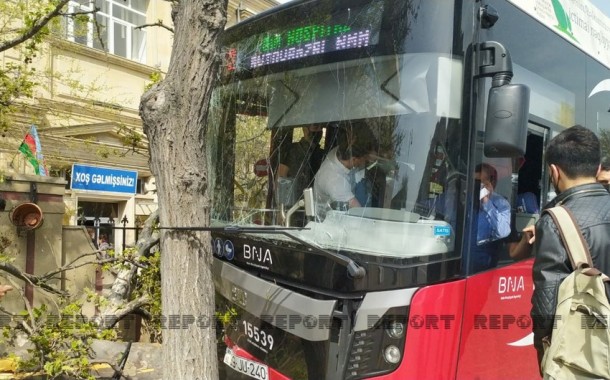 “BakuBus”un avtobusu ağaca çırpıldı -Xəsarət alanlar var