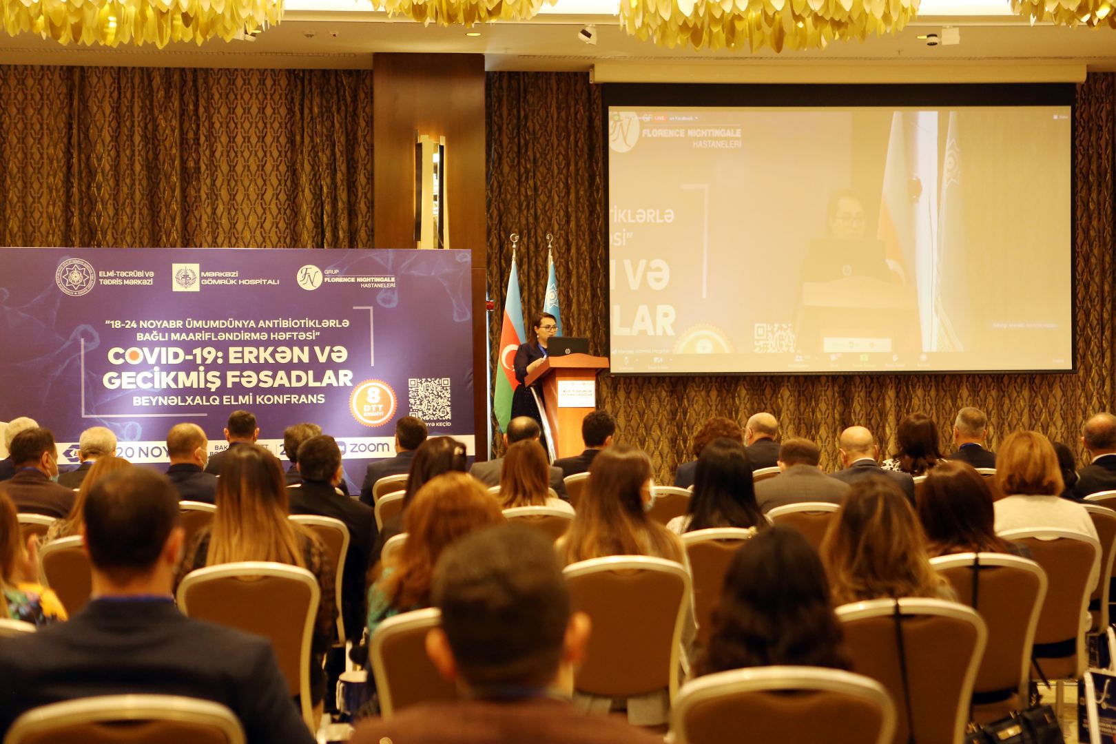 "COVID 19: Erkən və Gecikmiş Fəsadlar" mövzusunda Beynəlxalq Elmi Konfrans öz işinə başlayıb (FOTO) - Gallery Image