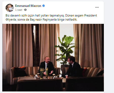 Makron Azərbaycan dilindəpaylaşım etdi