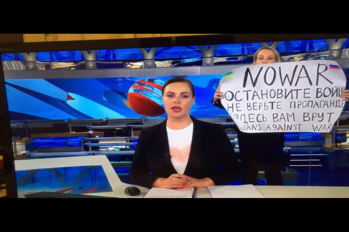 Rusiya telekanalında Ukraynaya dəstək ŞÜARI - VİDEO